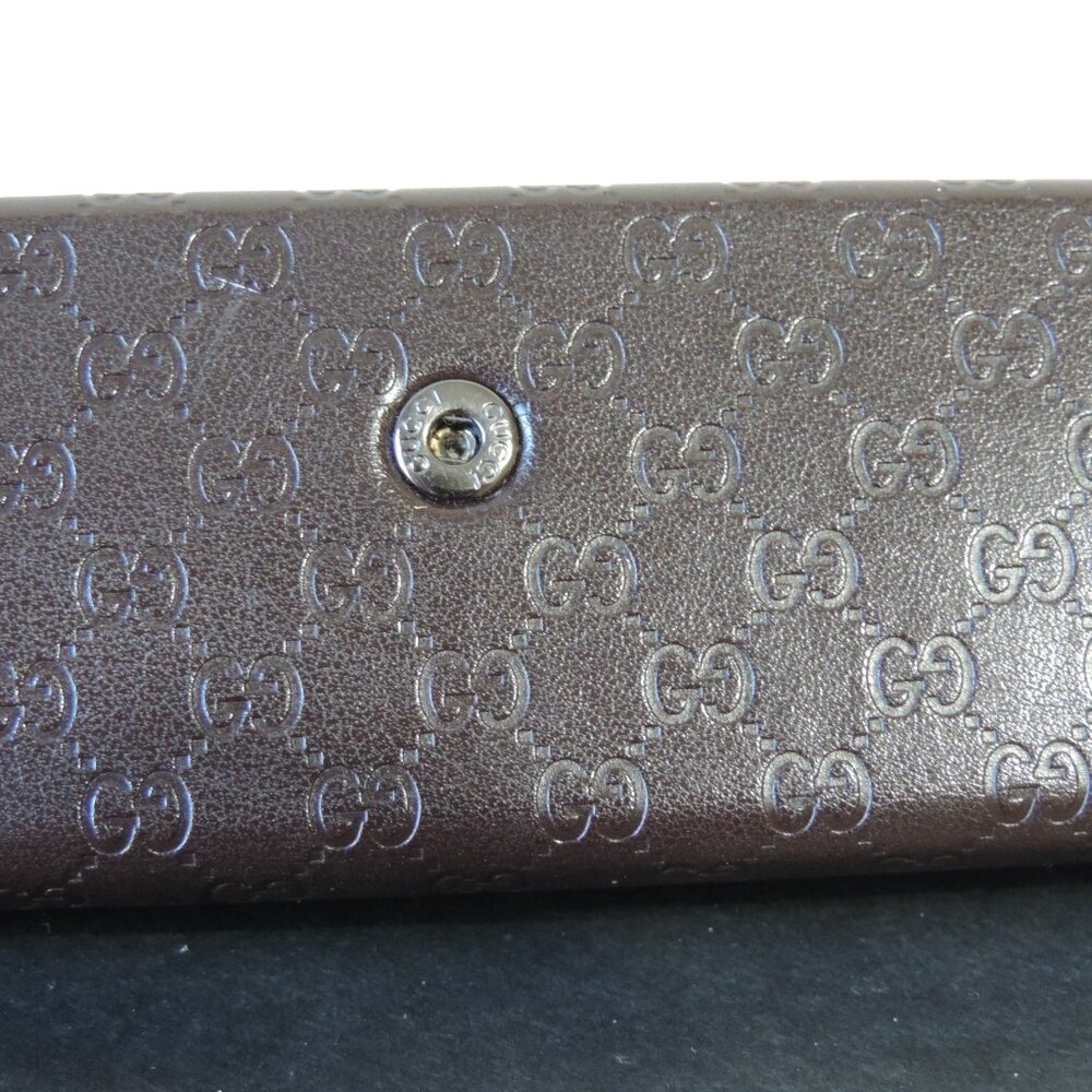Gucci Triangular Dark Brown Leather Embossed Logo… - image 7
